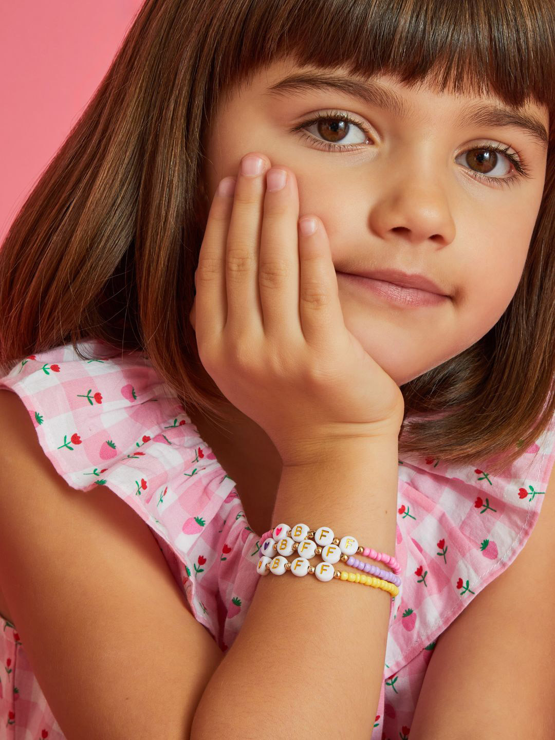 Accessorize London Girls Set Of 3 Artificial Beaded BBF Friendship Elasticated Bracelets