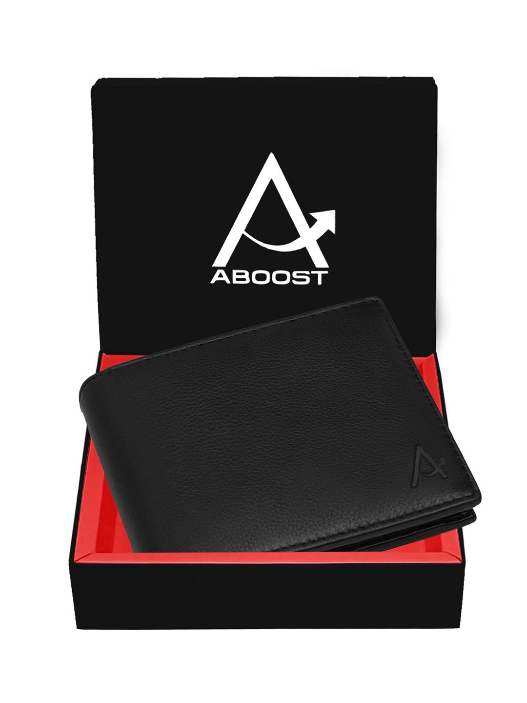 ABOOST Men Leather Zip Coin Pocket Two Fold Wallet