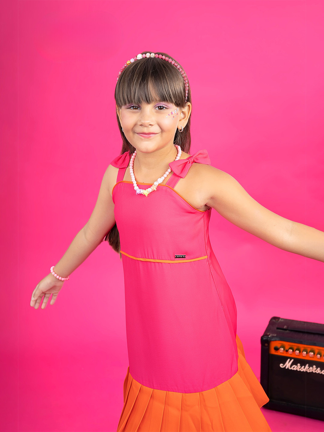 Tiny Girl Girl Shoulder Straps Pleated Layered A-Line Dress
