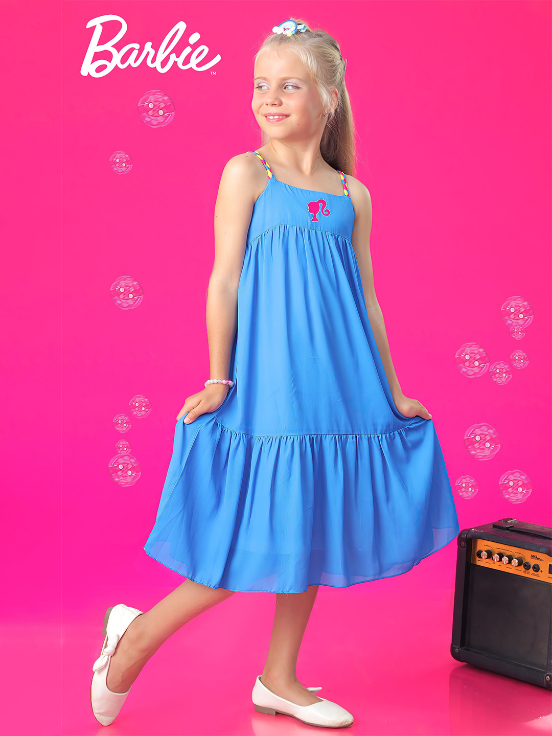 Tiny Girl Brand Logo Fit & Flare Knee Length Dress