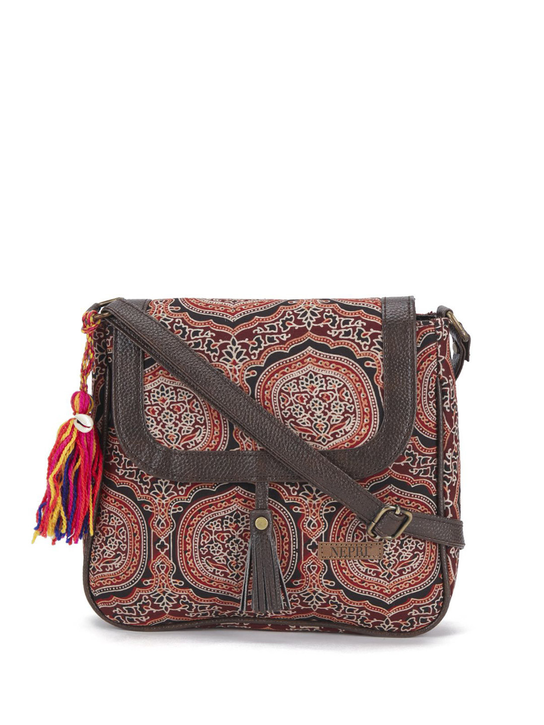 NEPRI Women Printed Sling Bag with Tasselled