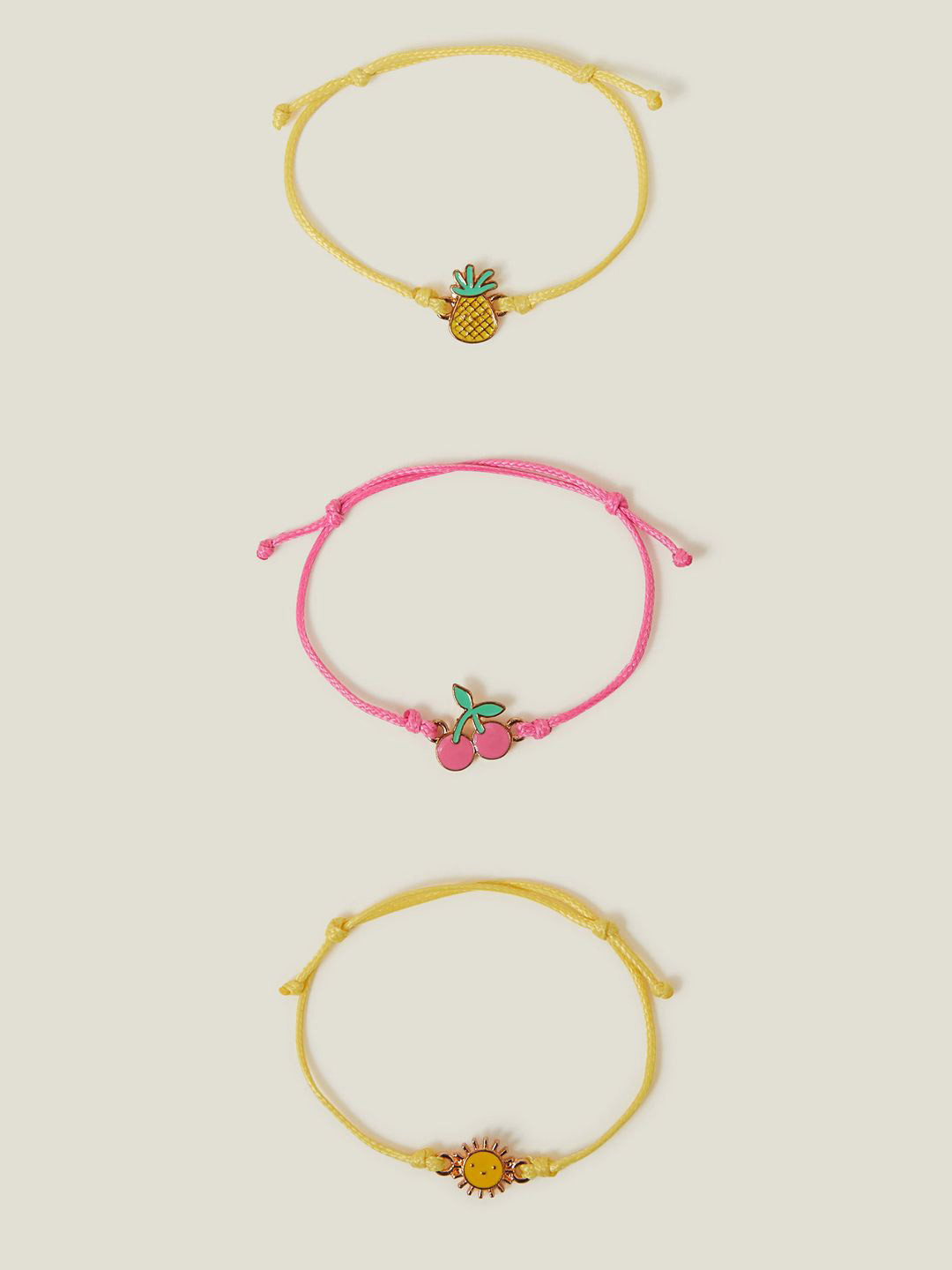 Accessorize London Girls Set Of 3 Fruit Cord Wraparound Bracelets