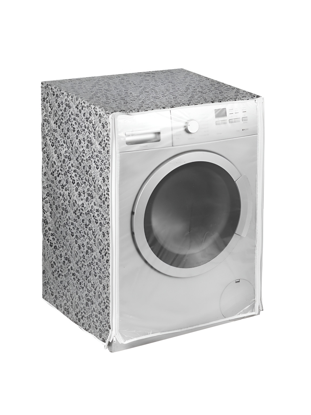 AMPEREUS Grey & Black Printed Waterproof Automatic Front Load Washing Machine Cover