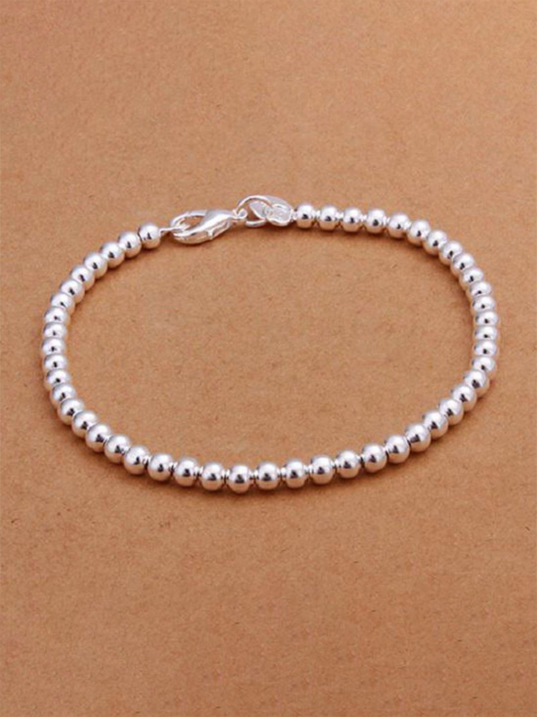 Adwitiya Collection Men Stainless Steel Silver-Plated Openable Beads Link Bracelet