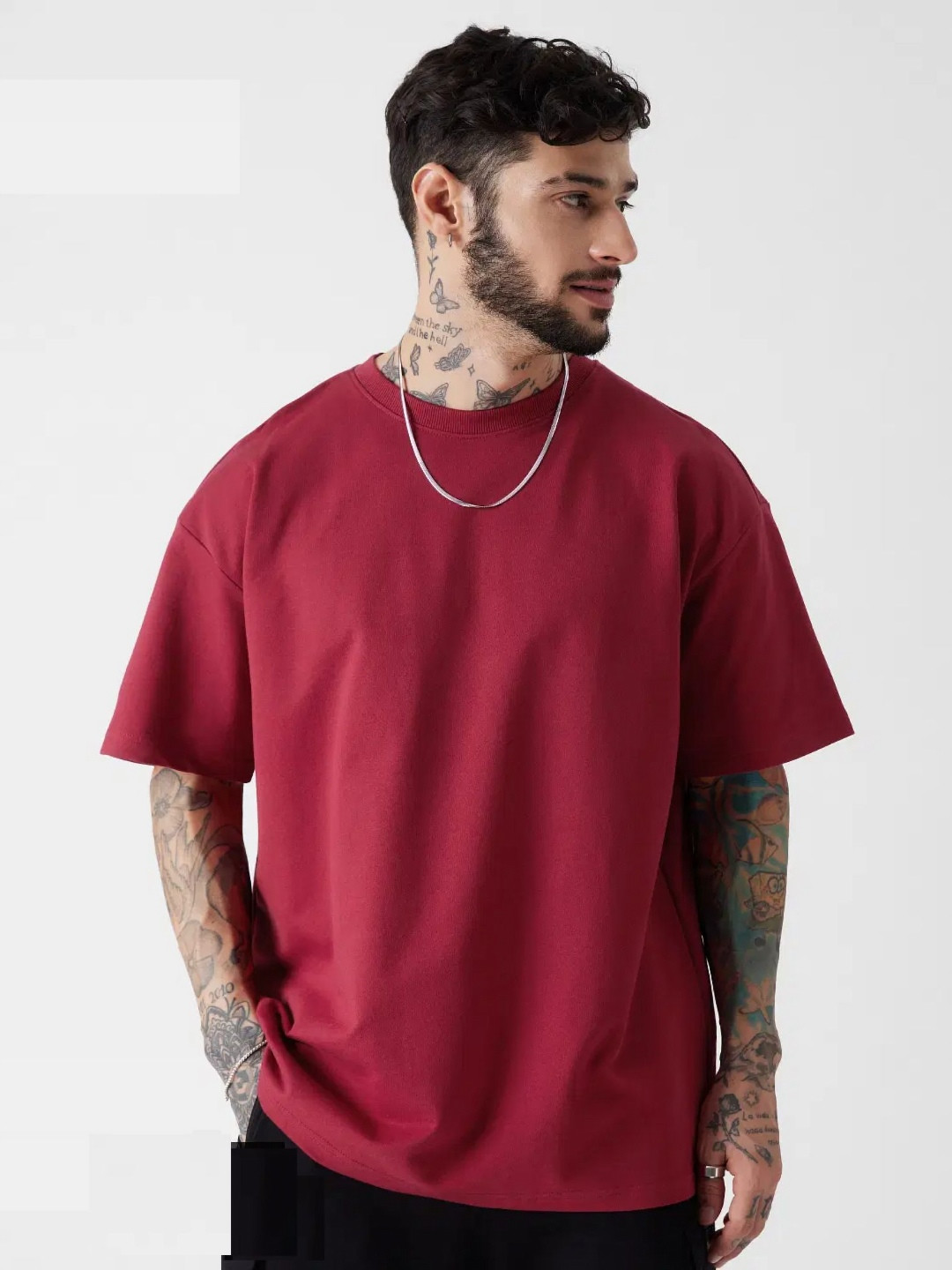 Crazybee T-shirt Men Solid Round Neck Cotton Oversized T-shirt