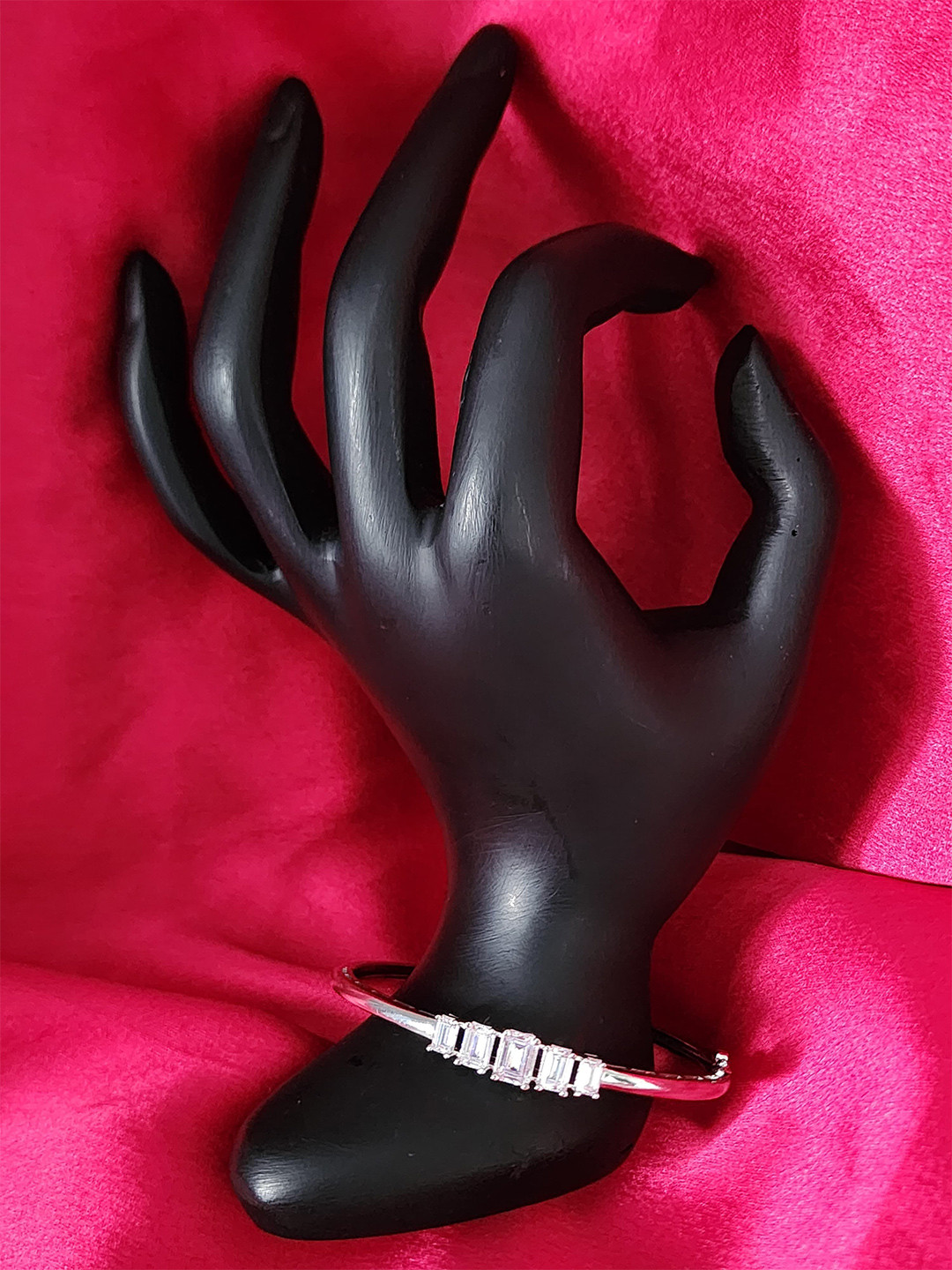 Tara Silver Jewels Women Sterling Silver Cubic Zirconia Rhodium-Plated Cubic Zirconia Bracelet