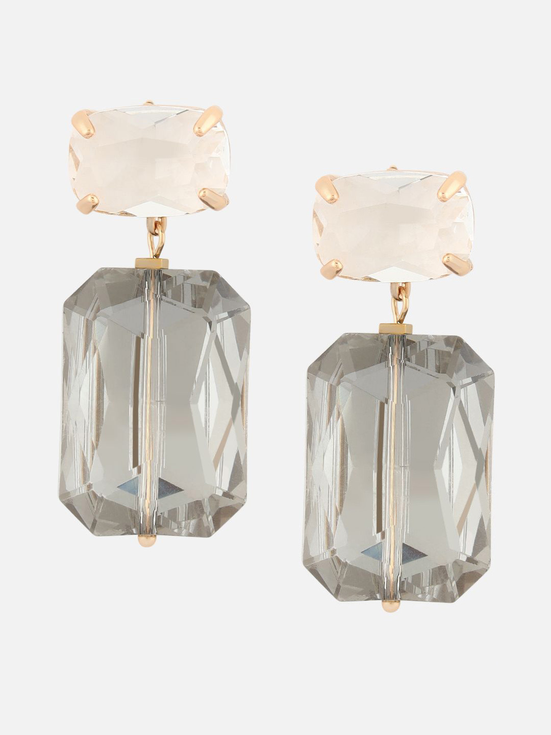 Beatnik Gold-Plated Artificial Stones Studded Geometric Shaped Drop Earrings