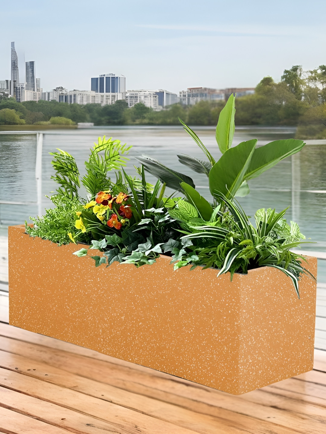 Go Hooked Decorative Planter & Indoor Outdoor  Flower Pot Recta R (24X12.5)