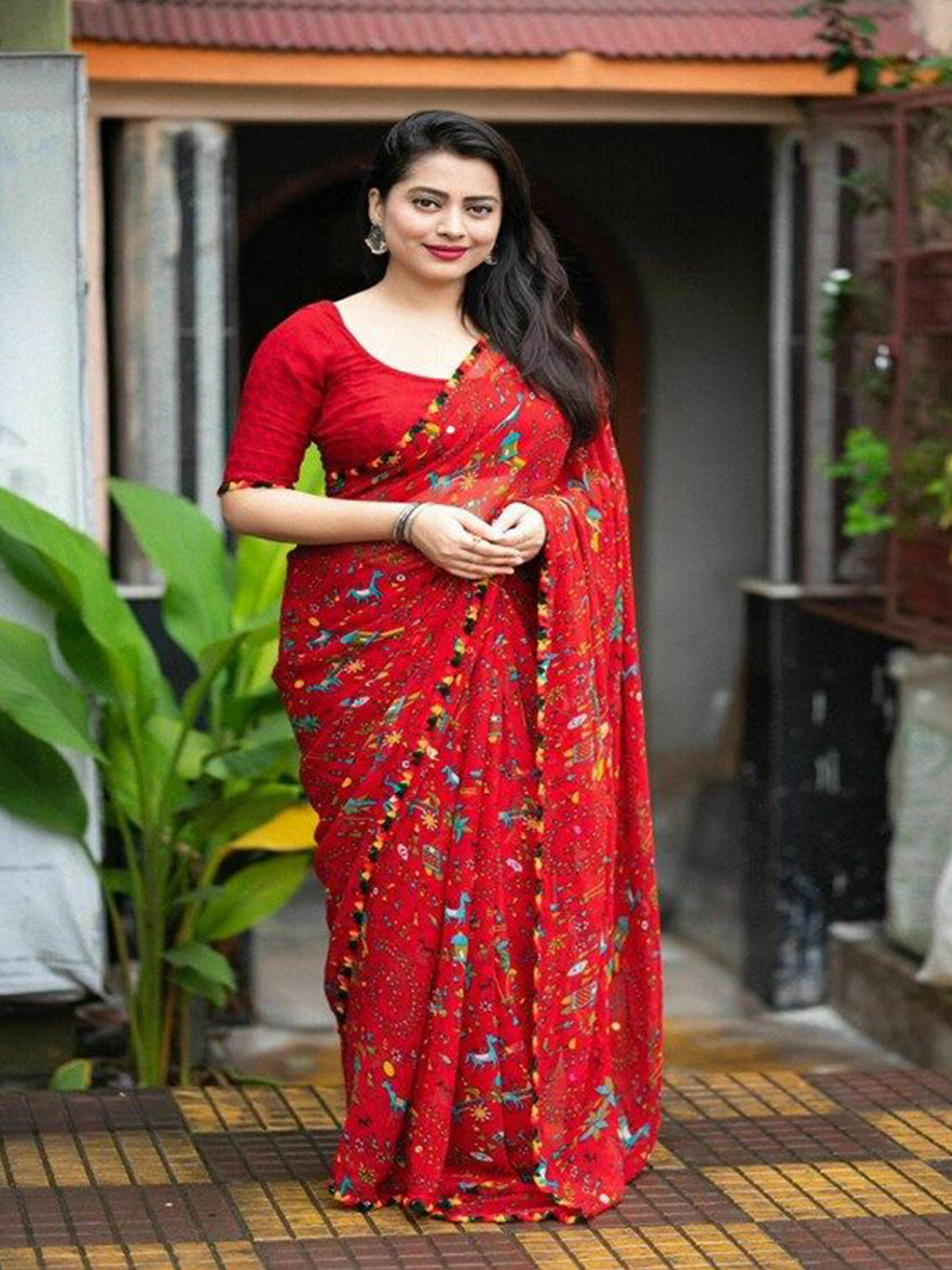 Moda Rapido Warli Printed Pure Georgette Saree