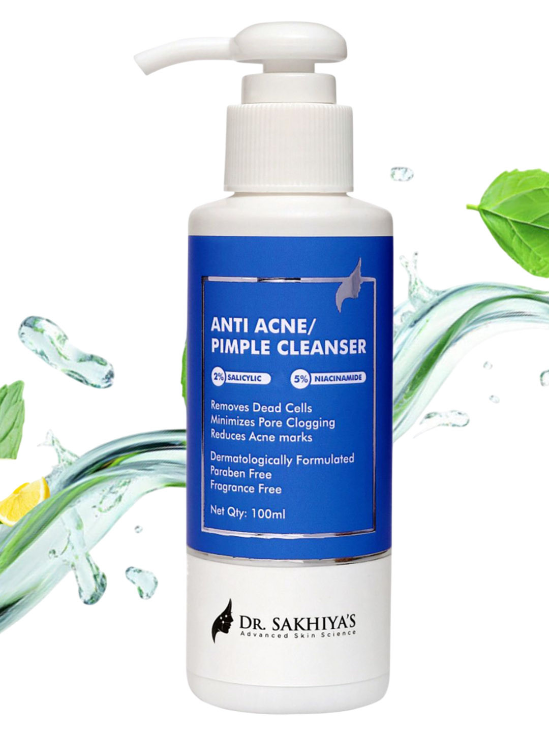 DR. SAKHIYA'S Anti-Acne Cleanser With 2% Salicylic Acid & 5% Niacinamide - 100 ml