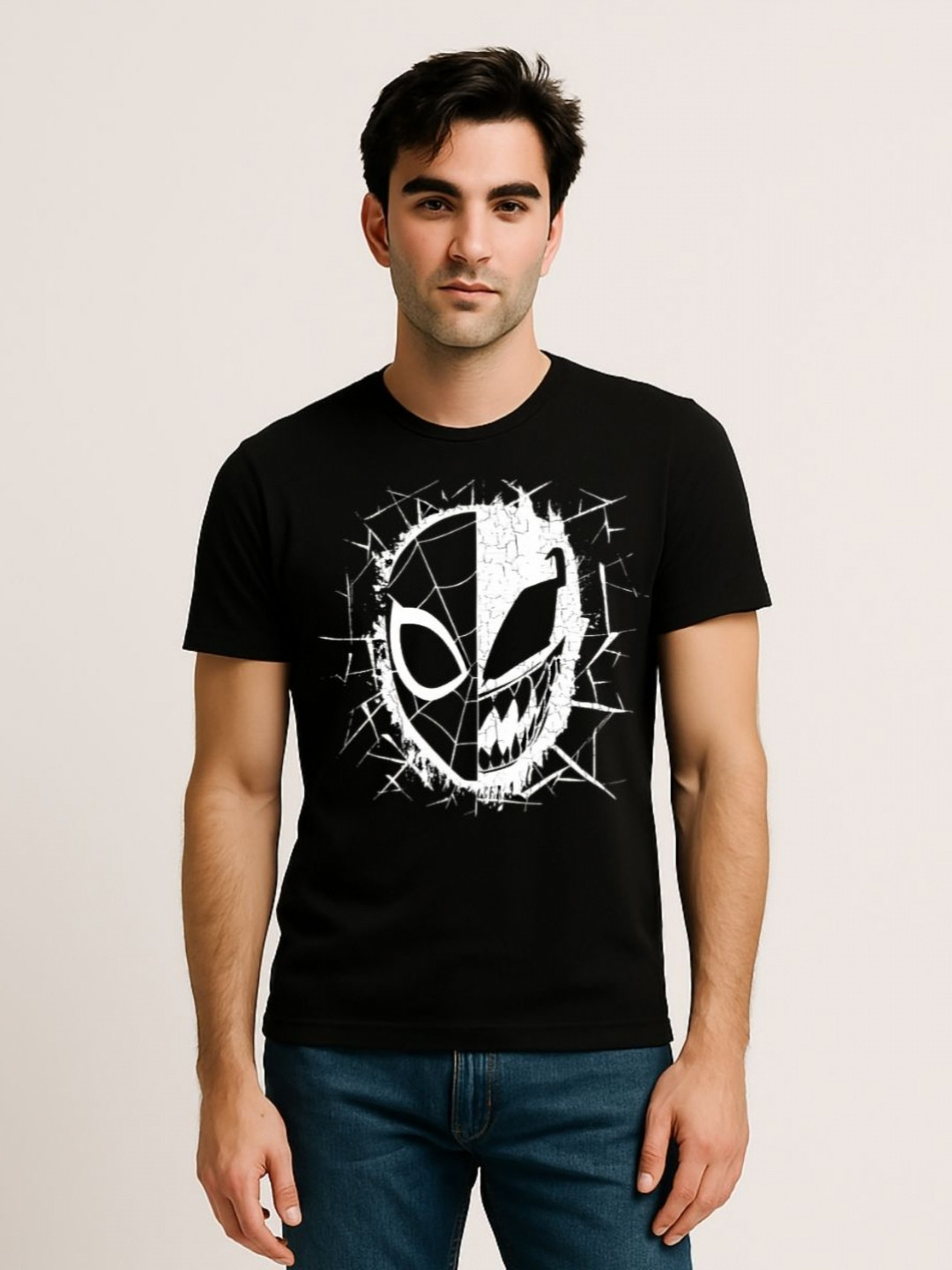 Be Crazy Men Venom Graphic Printed Round Neck Cotton T-shirt