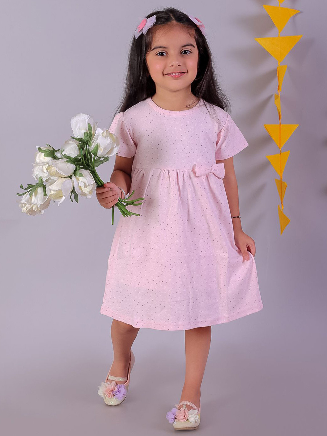The Mom Store Self Design Round Neck Dress