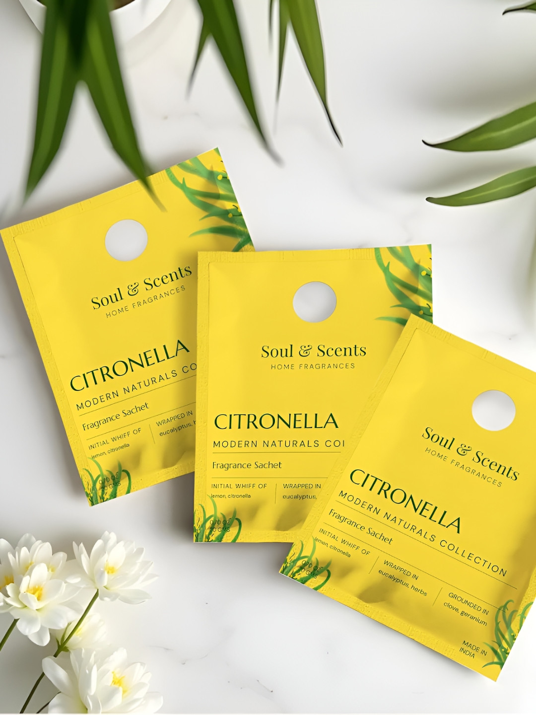 SOUL & SCENTS Pack of 3 Citronella Fragrance Sachet -20gm Each
