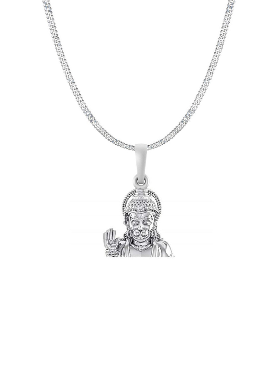 Metronaut 92.5 Sterling Silver Contemporary Shaped Hanuman Pendant With Curb Chain