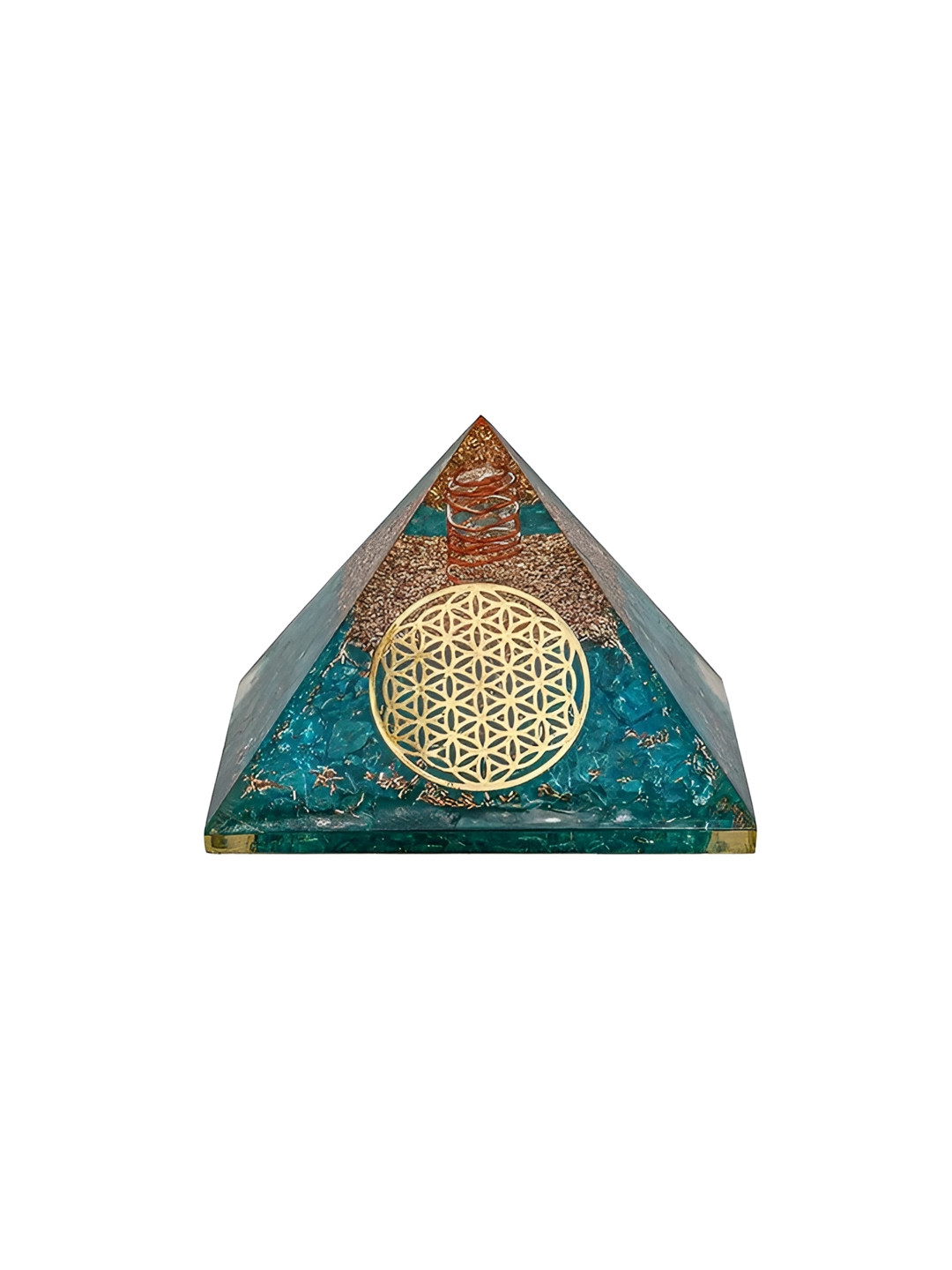 Gemsmantra Aquamarine Pyramid Yantra Blue Crystal Glossy Living Room Tiny Showpiece - 4.3 Inches