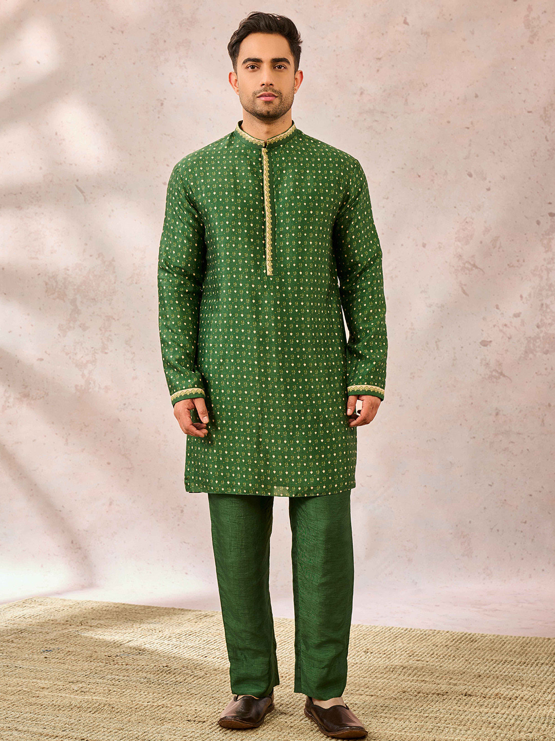 Masaba Men Heart Shaped Printed Pure Silk Kurta with Trousers