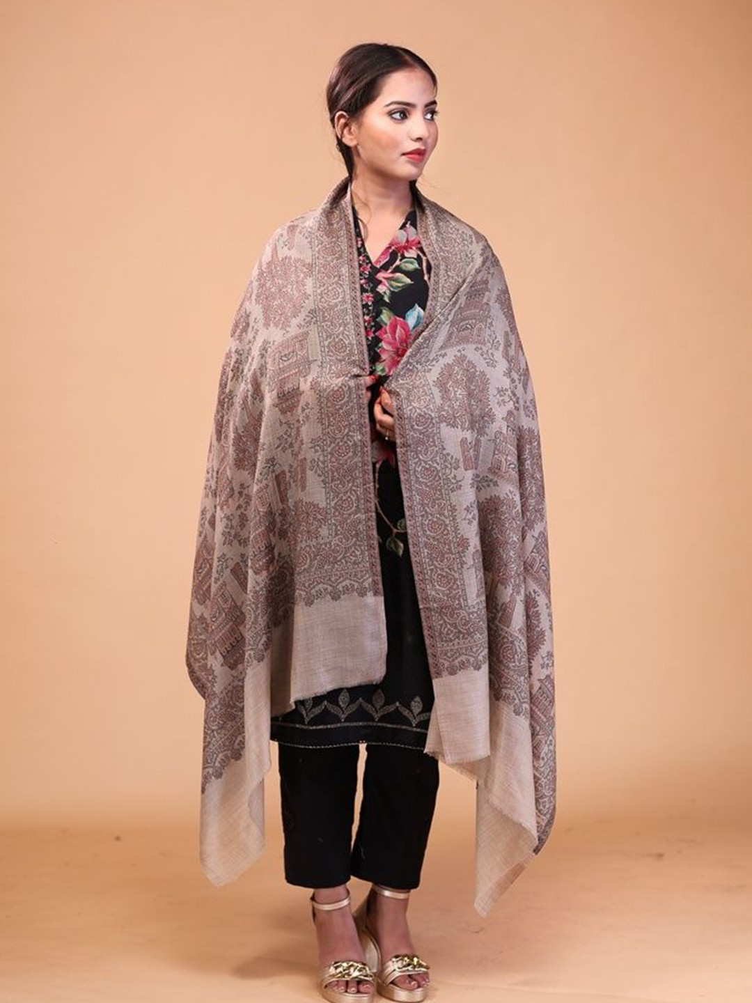 THE SHAWL STUDIO  Tree Kani Woven Design Woolen Shawl