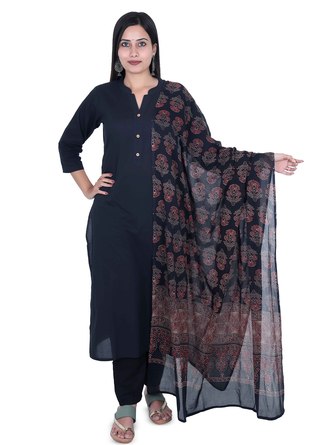 Fabmoha Floral Block Print Technique Pure Cotton Dupatta