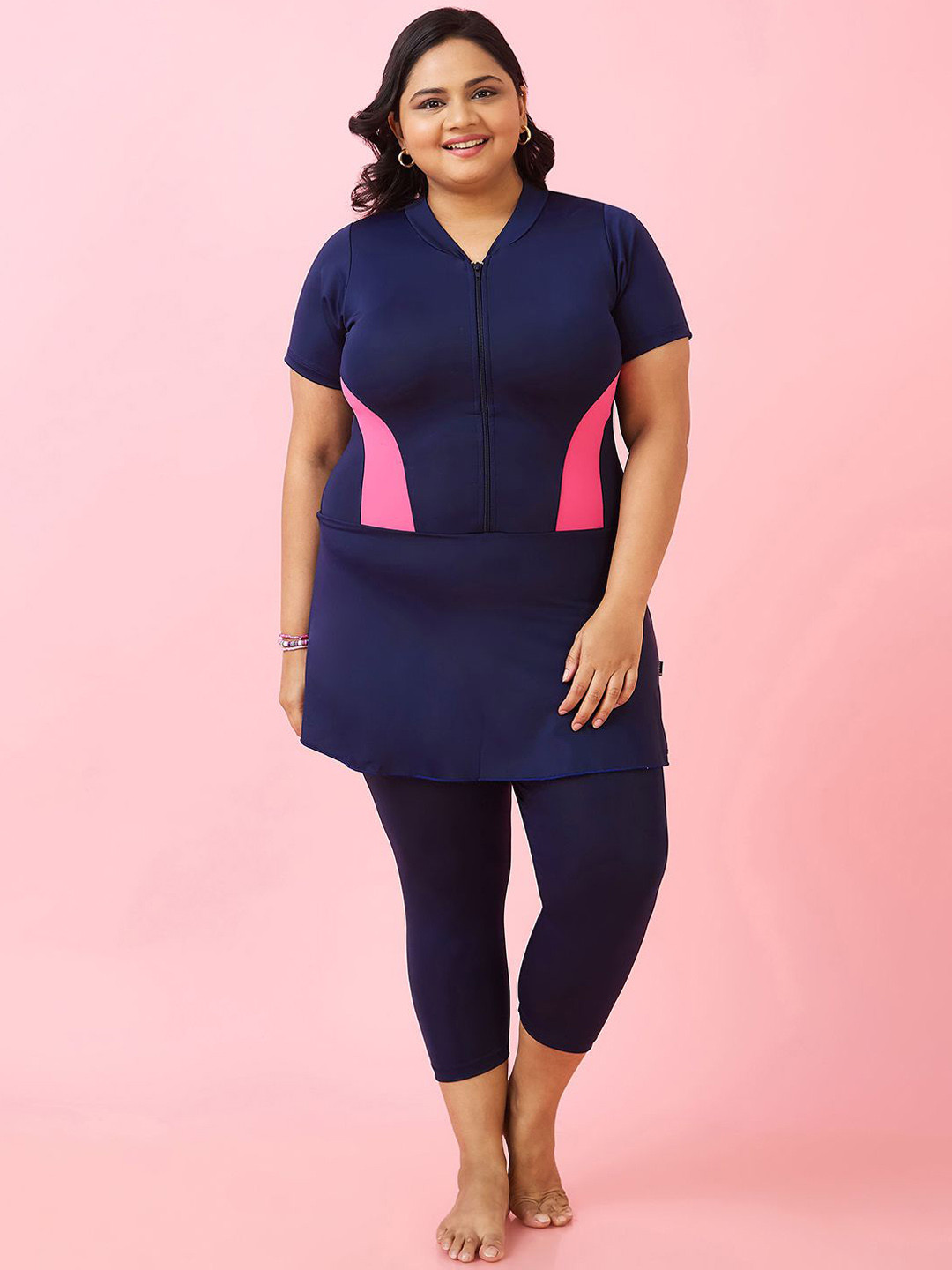 LYCOT Women Side Panels V-Neck Swimming Dress