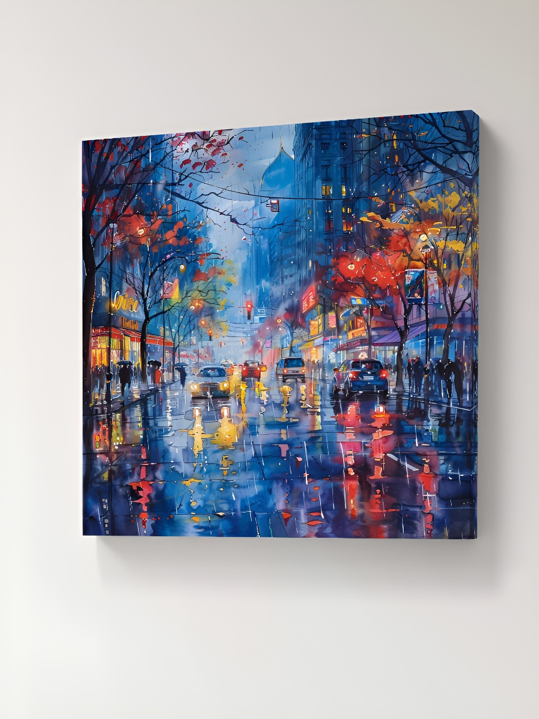 Livin'luxe Blue & Red Abstract Canvas Wall Art