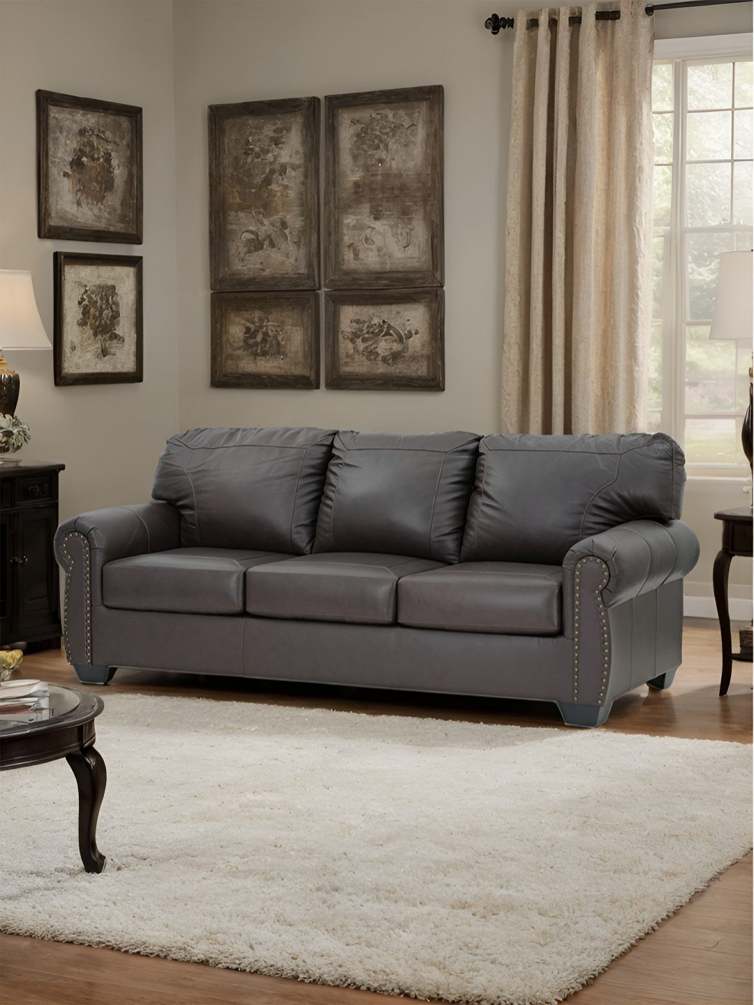 Royaloak Boston American Signature Brown Leather 3 Seater Sofa