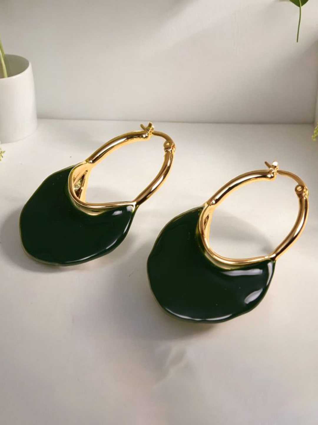 Bucciato Private Limited Stainless Steel Gold-Plated Contemporary Hoop Earrings