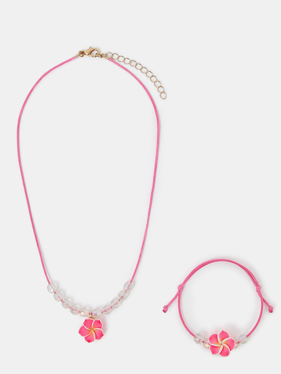 Accessorize Girls Tropical Flower Necklace & Bracelet Jewellery Set