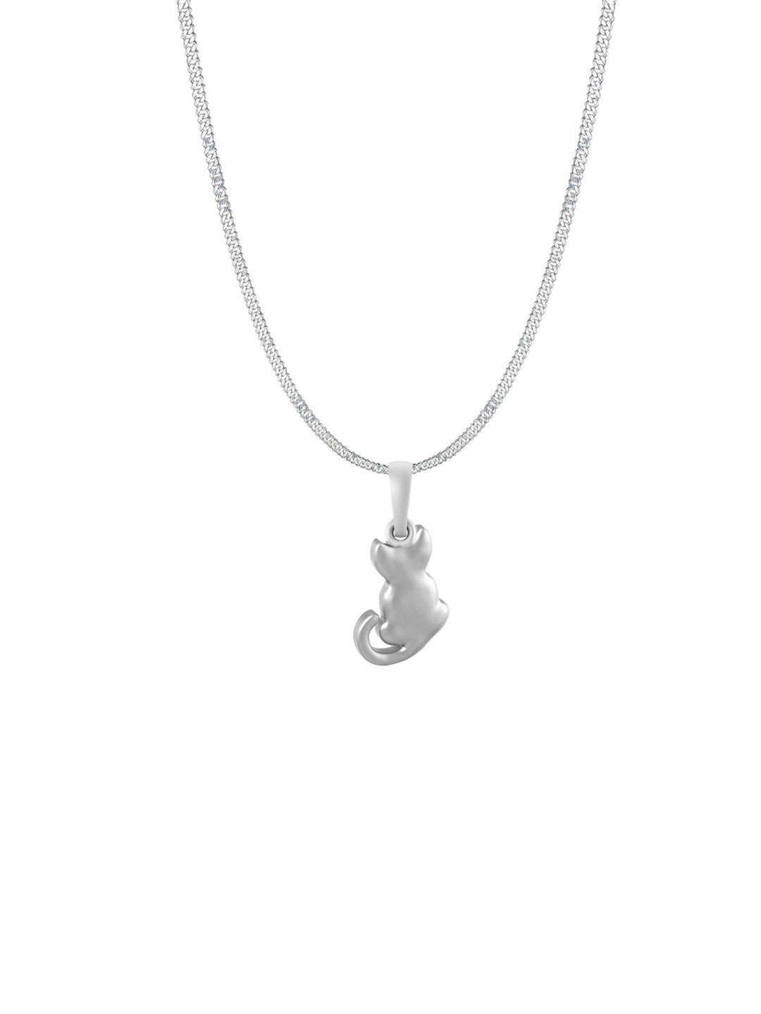 Metronaut Men 925 Sterling Silver Cat Shaped Pendant With Chain