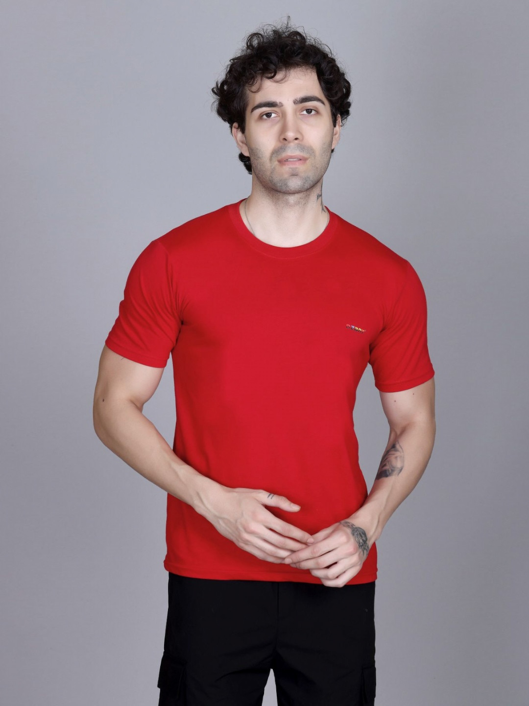Dzant Men Air Max Solid Round Neck Cotton T-shirt