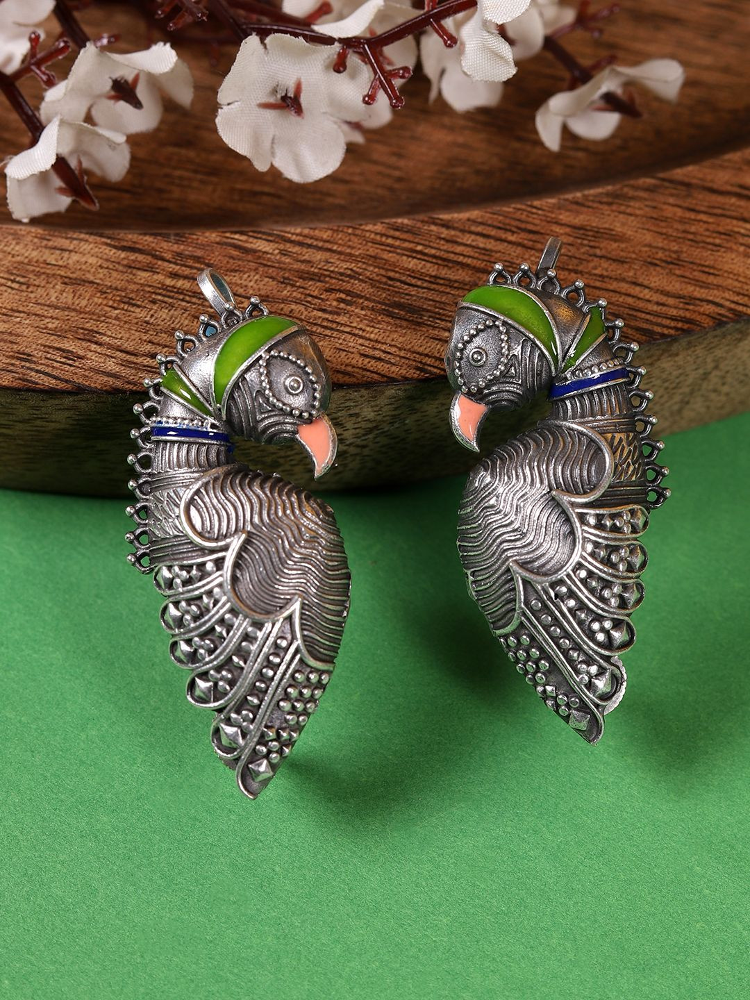 FIROZA Peacock Shaped Ear Cuff Earrings