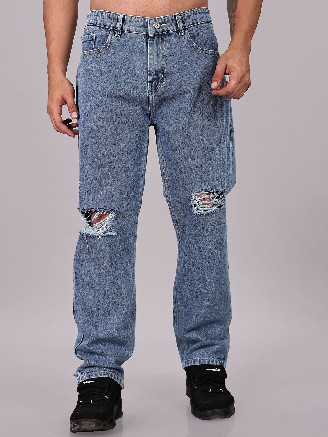 FOUL CHILD Men Mid-Rise Slash Knee Jeans