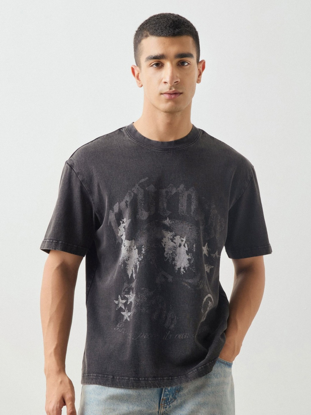 Red Flame Men Graphic Printed Round Neck Cotton Relaxed Fit T-shirt