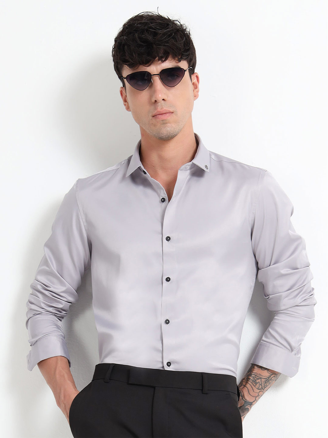 Mystery Of Fashion Men Spread Collar Classic Casual Shirt