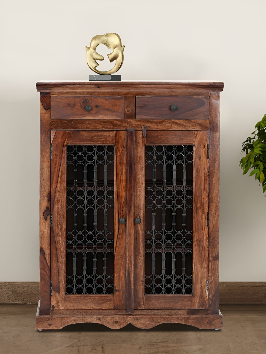 Royaloak Brown Textured Wooden Shoe Rack 2 Door