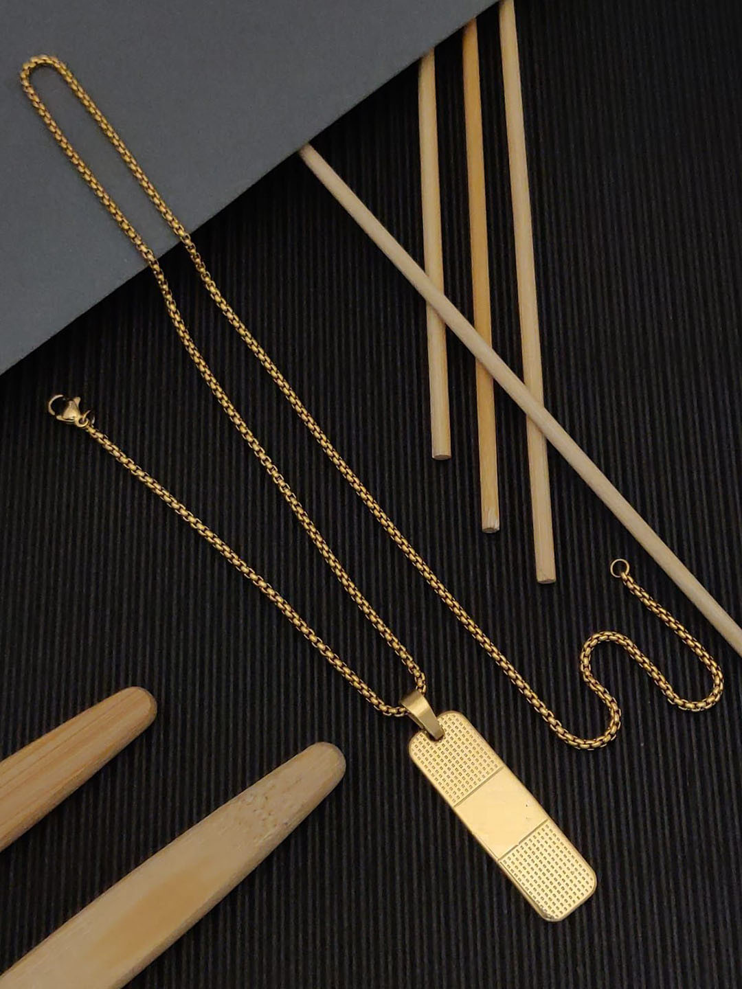 LAKSH Gold-Plated Spherical Pendants with Chains