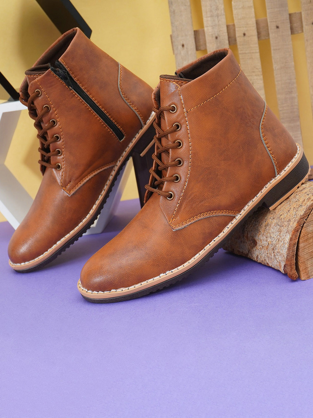 ARIWA Men High-Top Block Heeled Boots