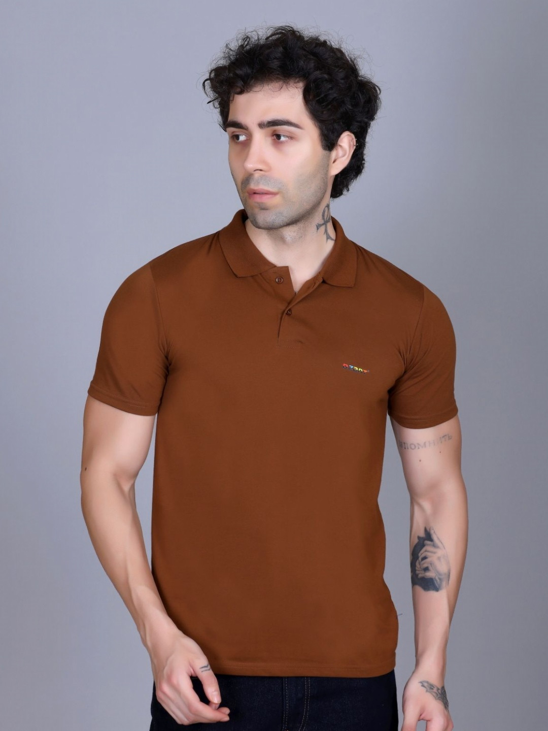 Dzant Men Air Max Solid Polo Collar Cotton T-shirt