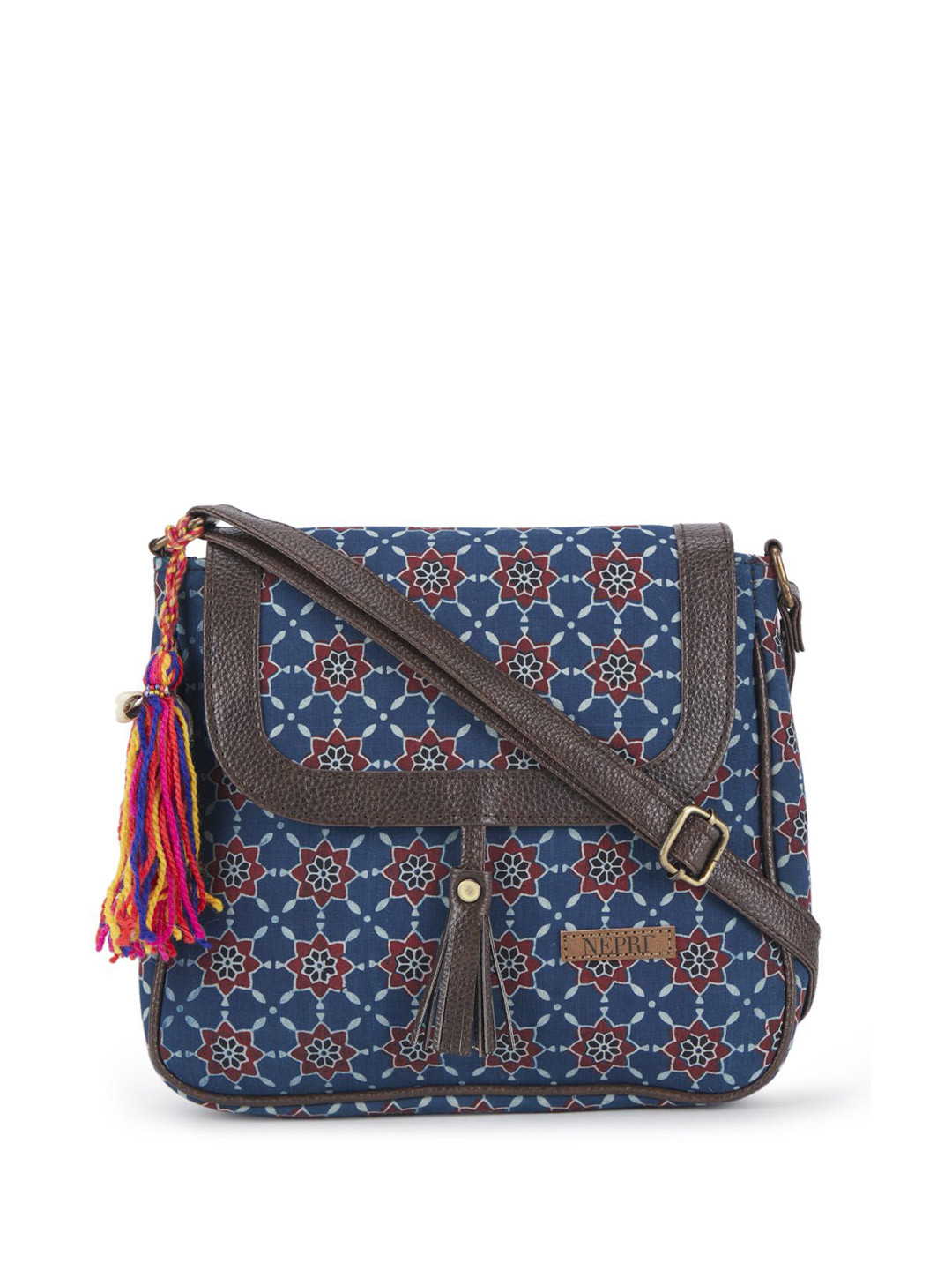 NEPRI Women Printed Sling Bag with Tasselled