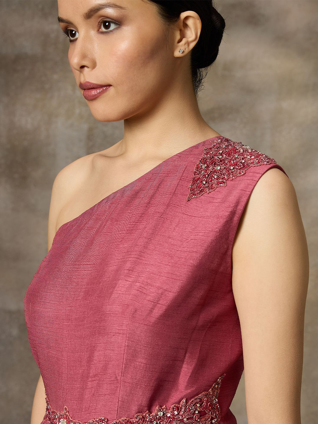 Rivaar By Rocky Star Women One shoulder Sleeveless Embellished Sheath Dress