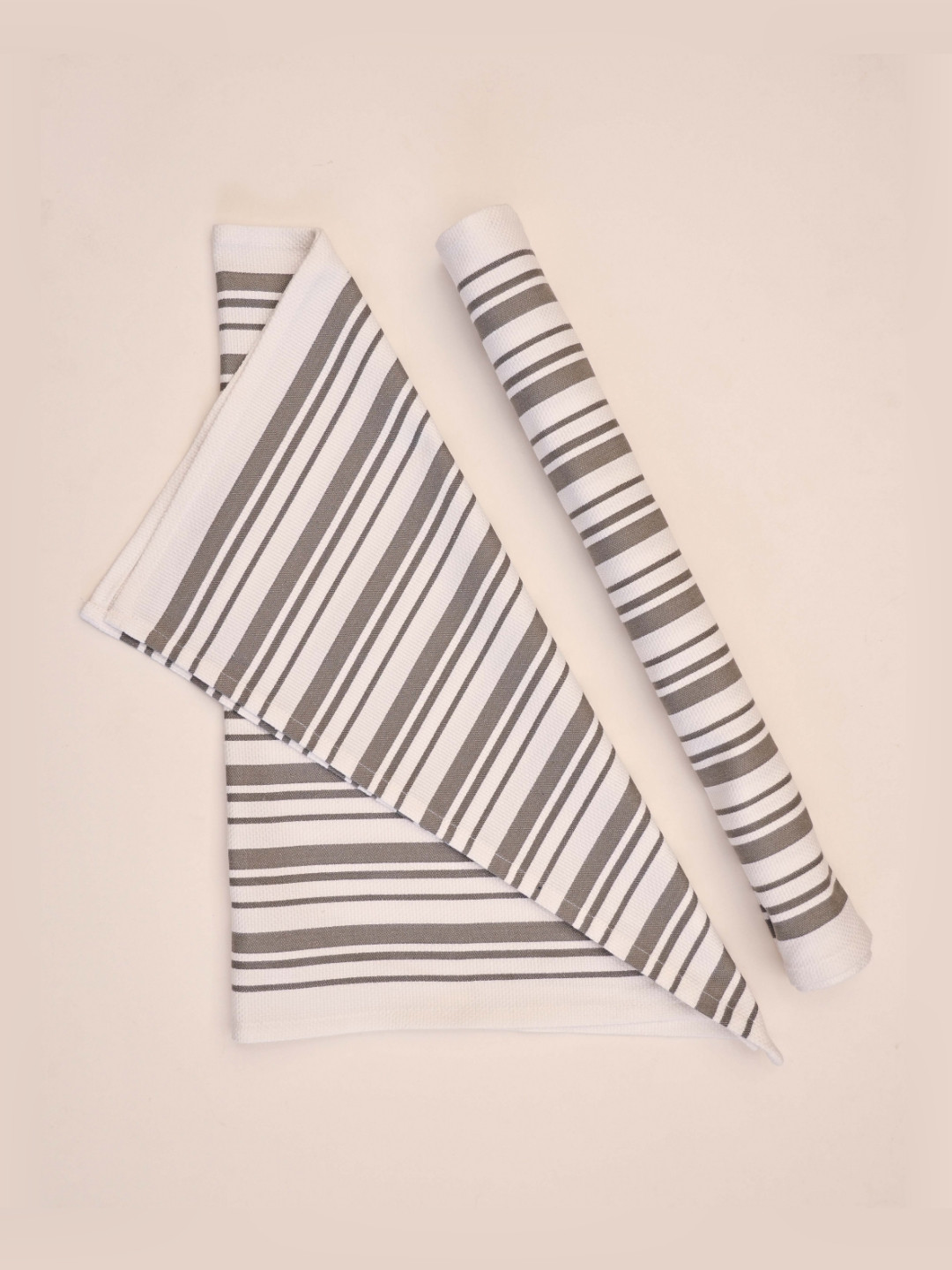 Ariana Beige & Grey 2 Pieces Checked Cotton Highly Absorbent Soft Kitchen Towels