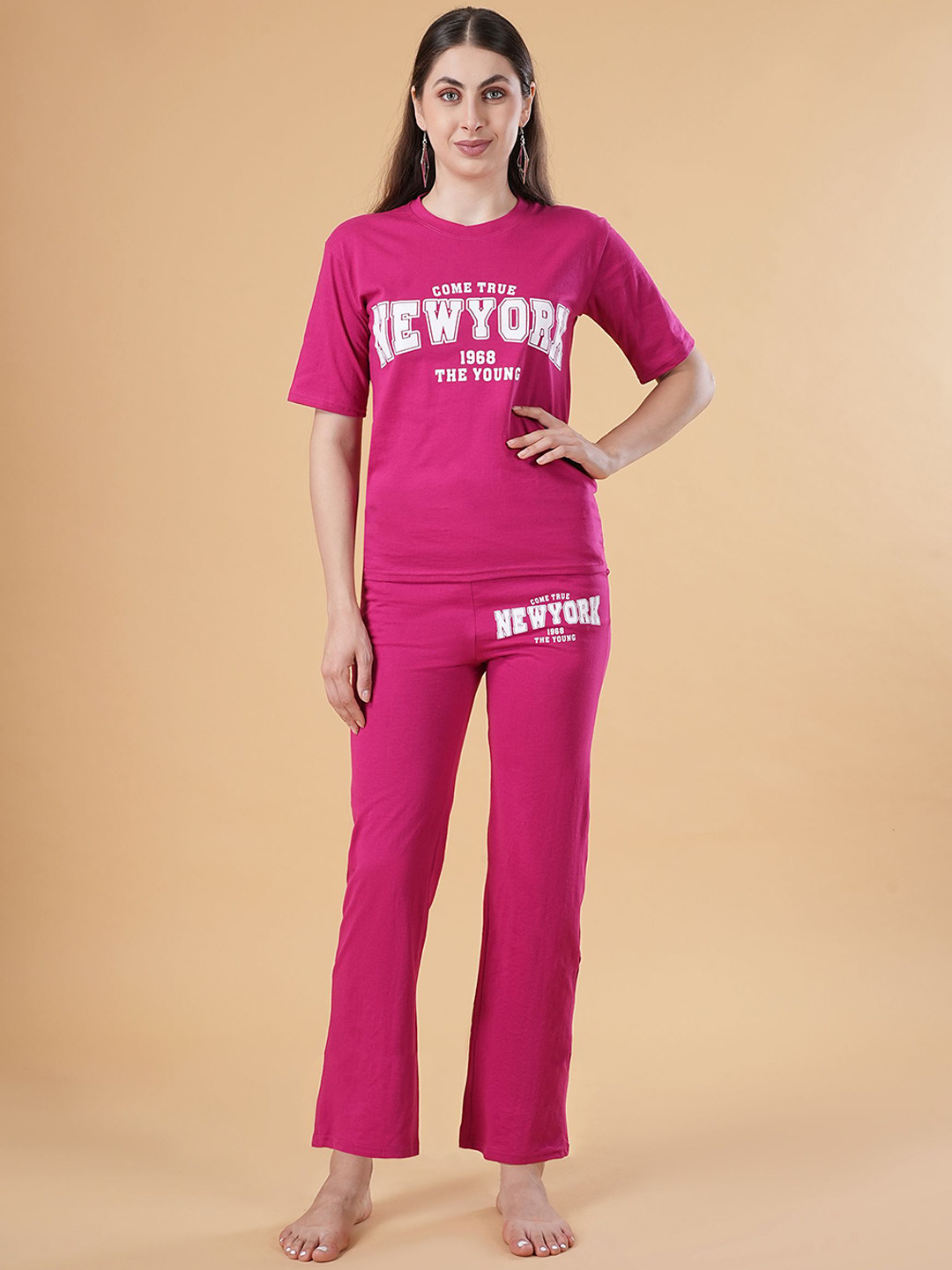 Based Women Printed Pure Cotton Nightsuits