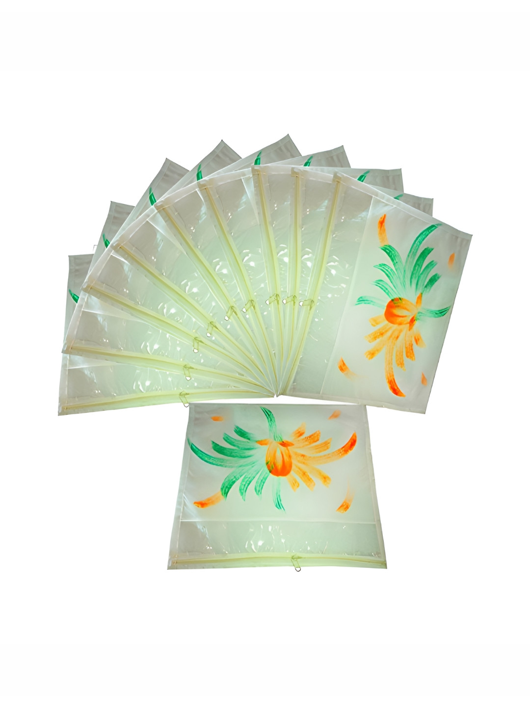 atorakushon White Pack of 10 Single Saree Organisers For Clothes Storage Bags