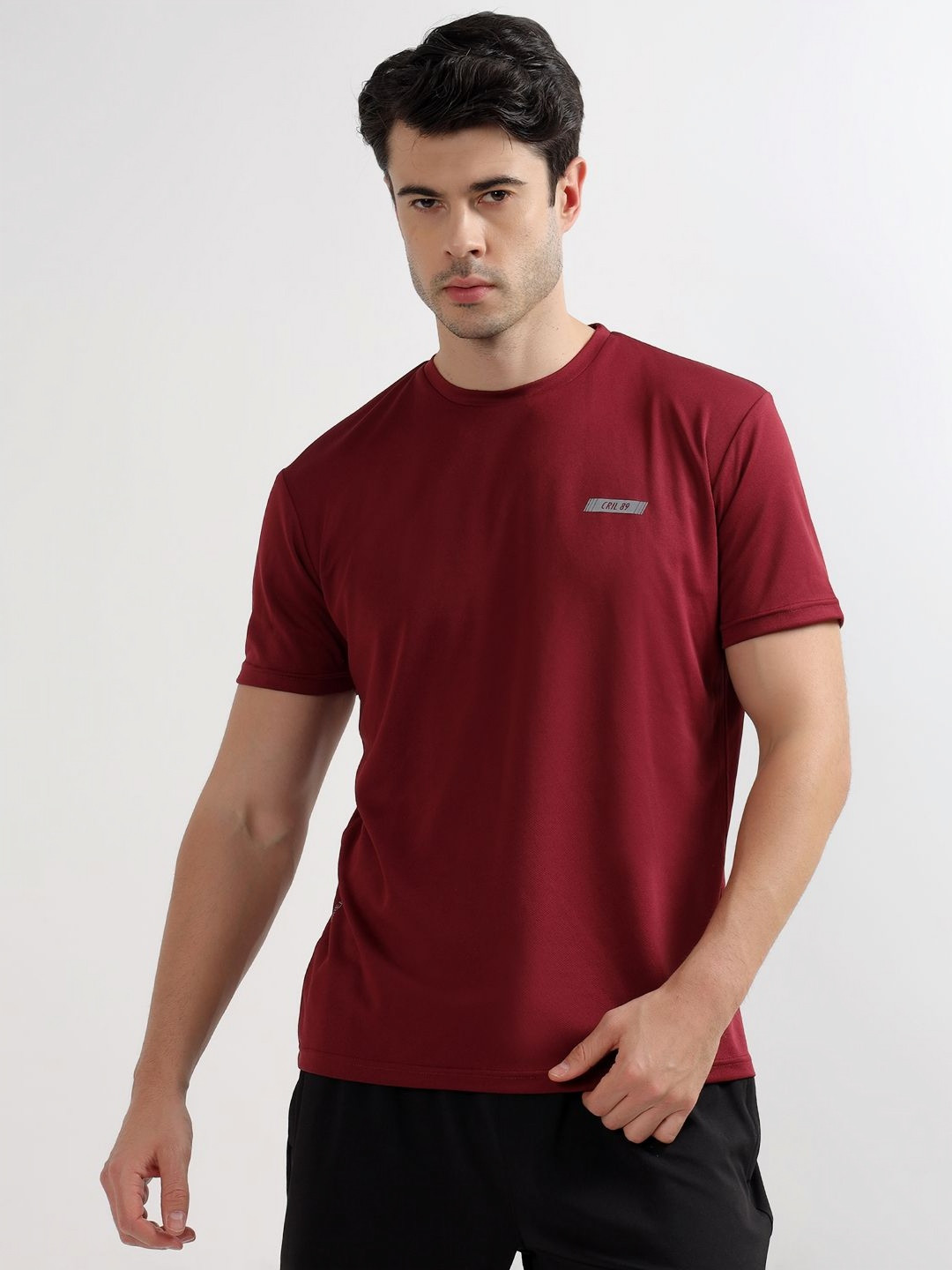 Cantabil Men Solid Round Neck Slim Fit T-shirt