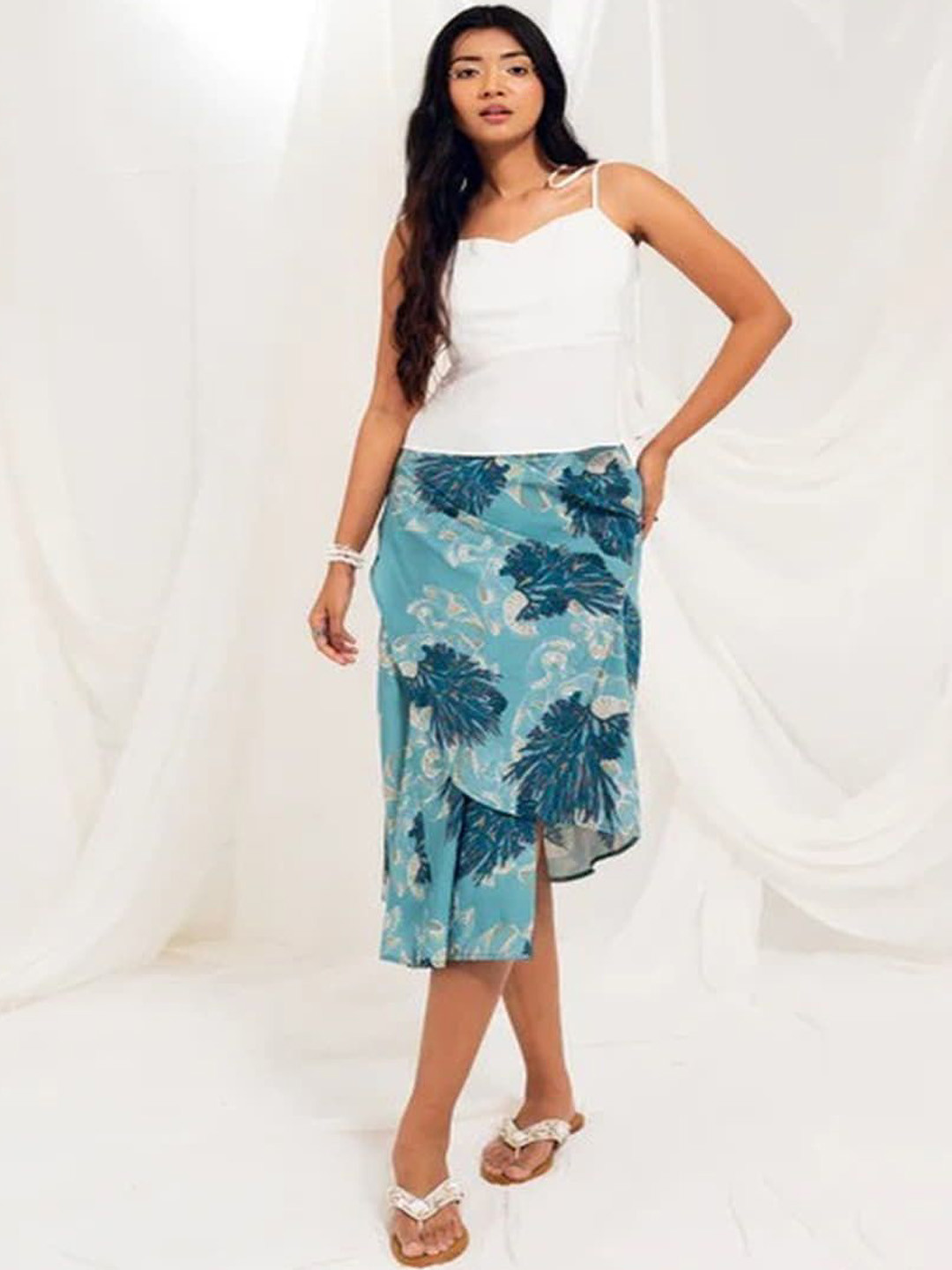SRJANA INDIA Women Floral Printed Wrap Midi Skirt