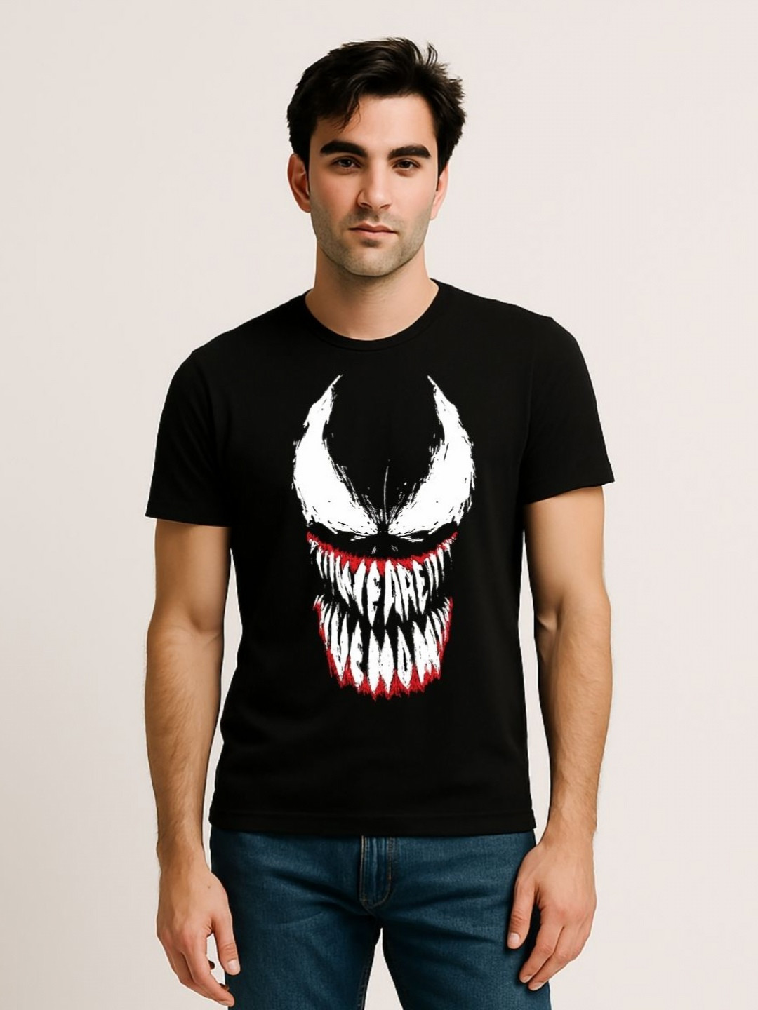 Be Crazy Men Venom Graphic Printed Round Neck Cotton T-shirt