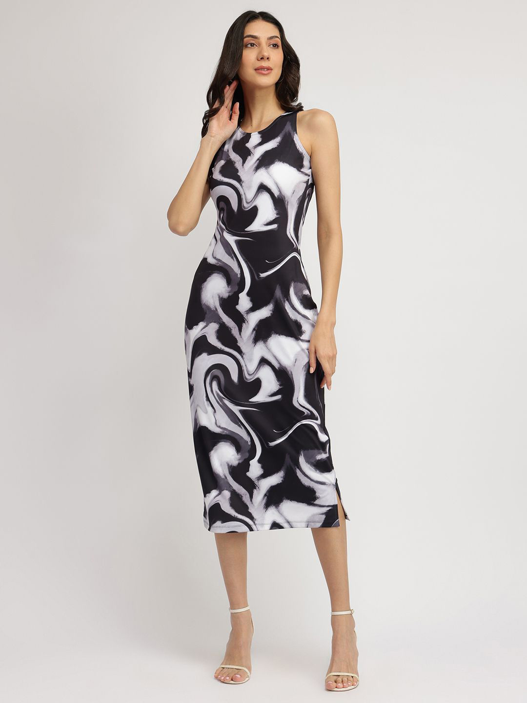 FableStreet Women Marble Print Bodycon Dress