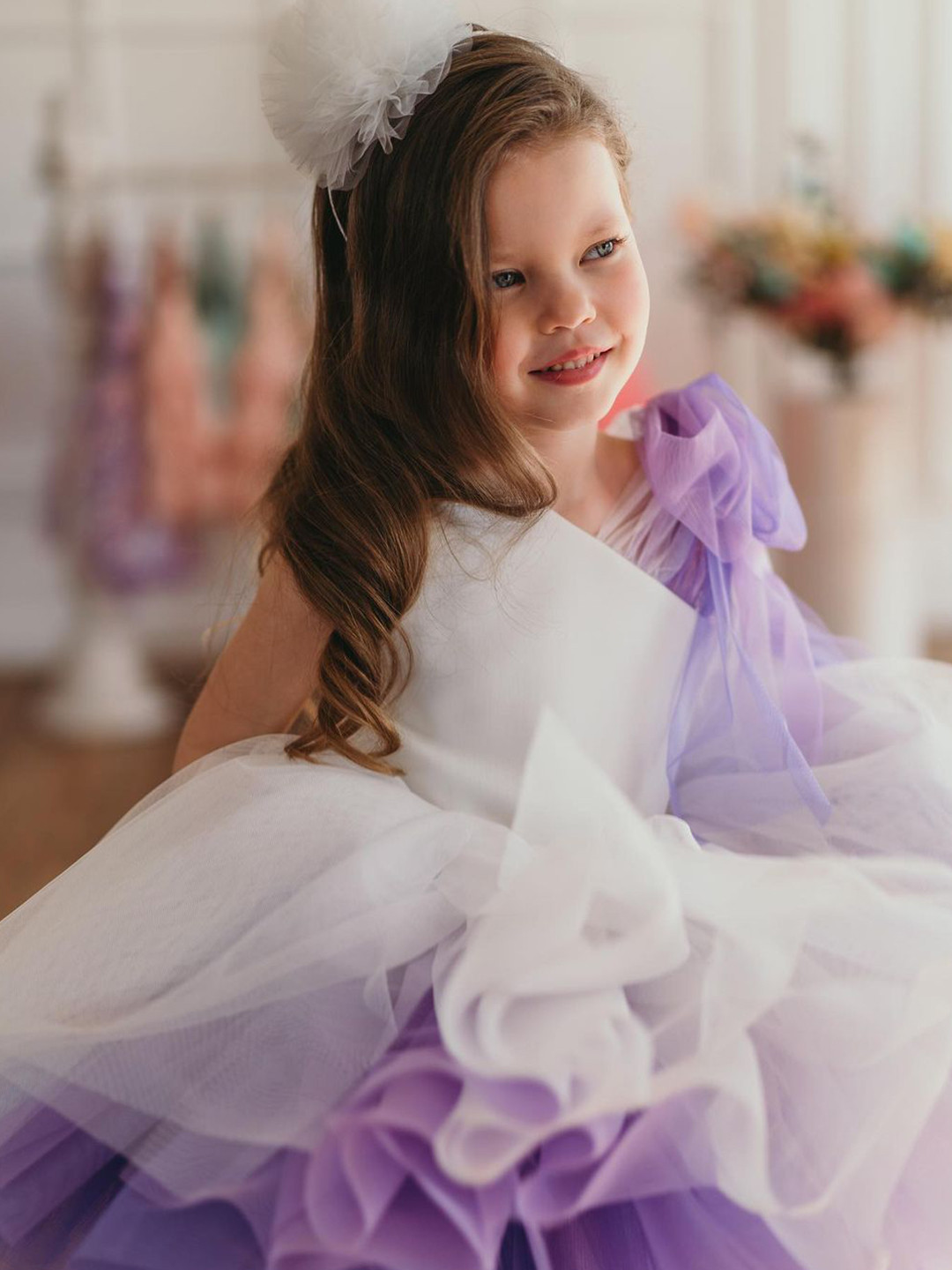 First Little Smile Girls Tulle Net Knee Length Fit and Flare Dress