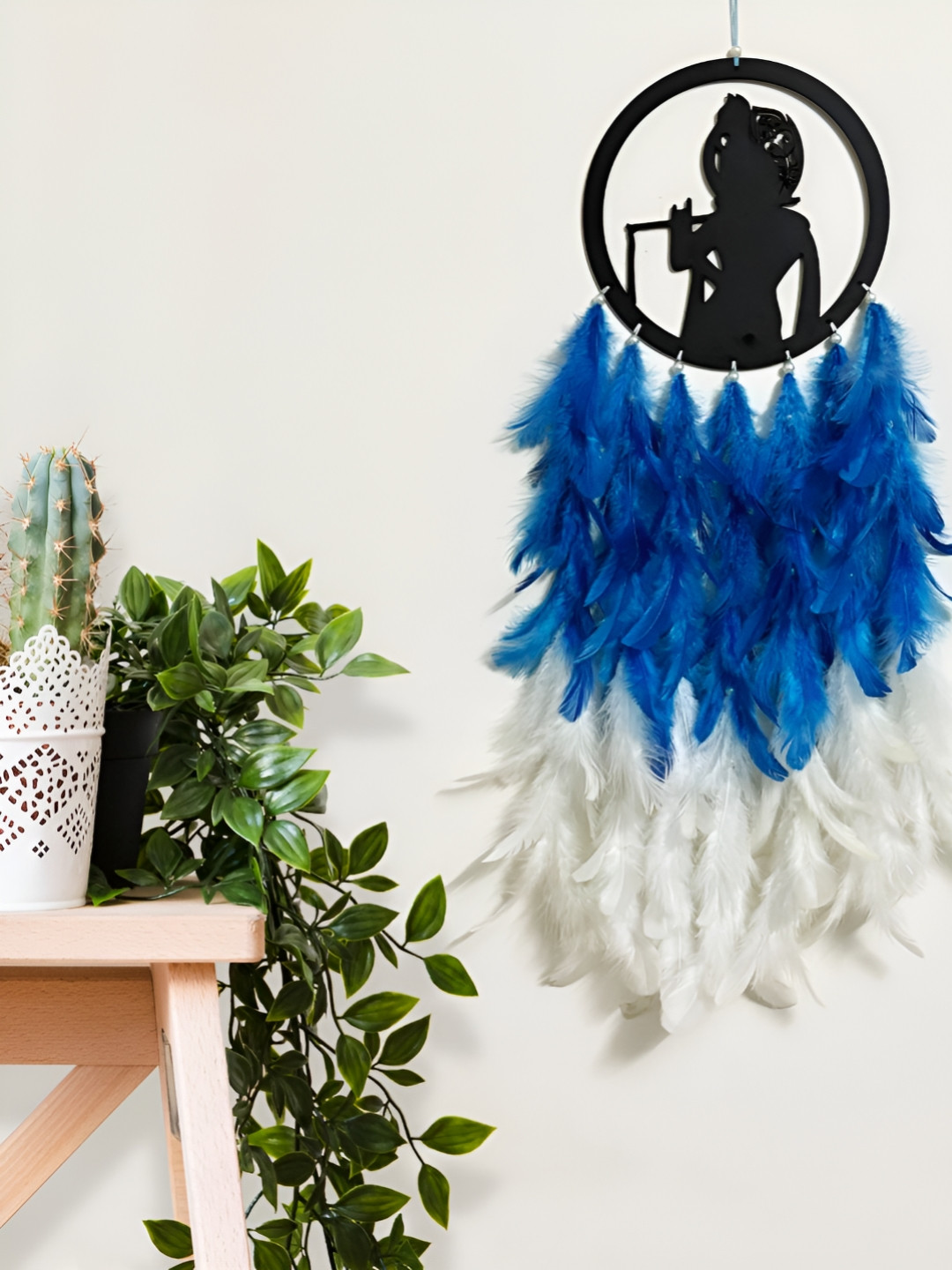 COLOR SPLASH Wood Ethnic Motifs Matte Hanging Bedroom Dream Catcher-19.7In