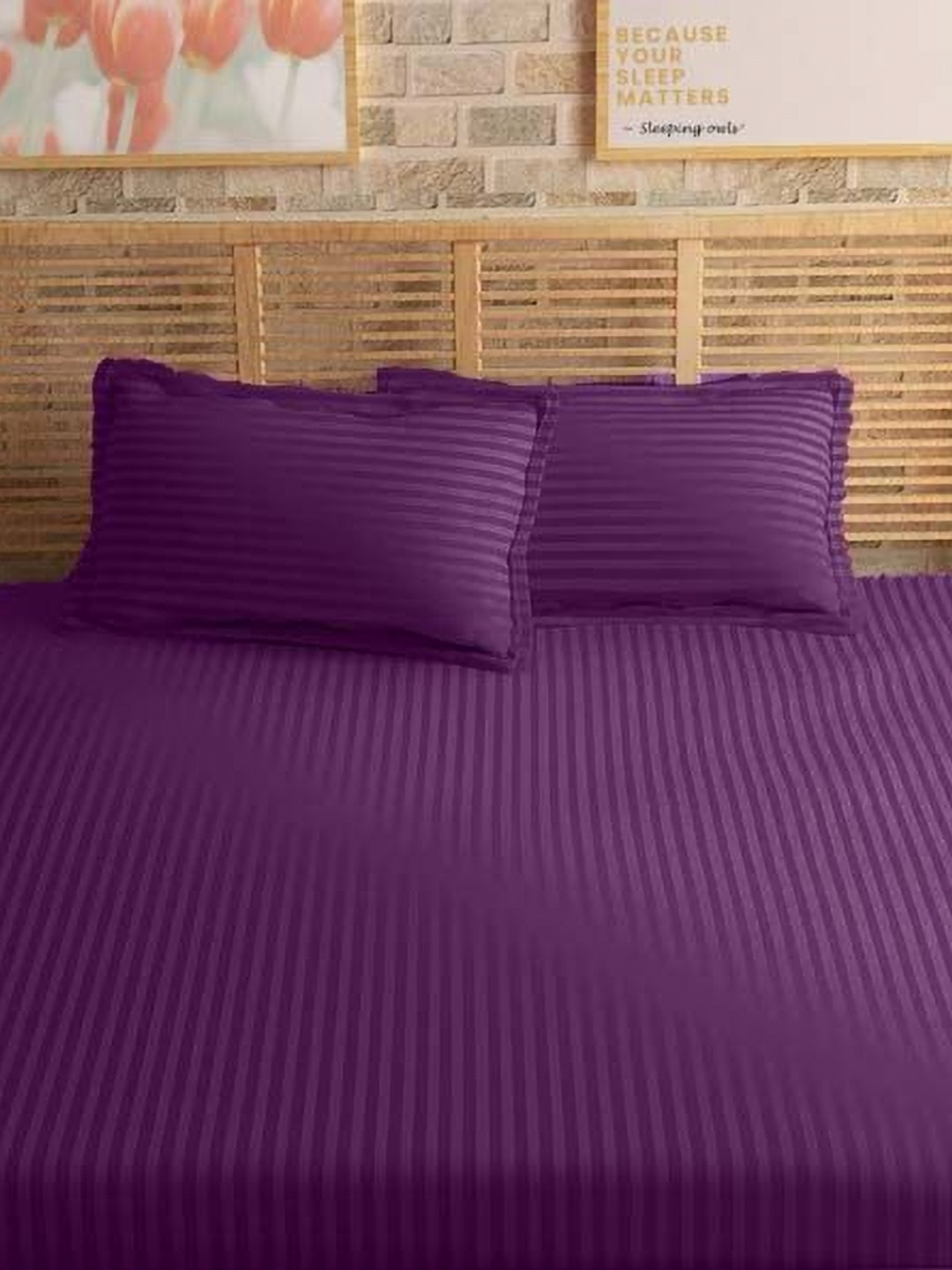 Sleeping Owls- because your sleep matters Lavender 2 Pieces Striped Cotton Linen Other Pillow Covers