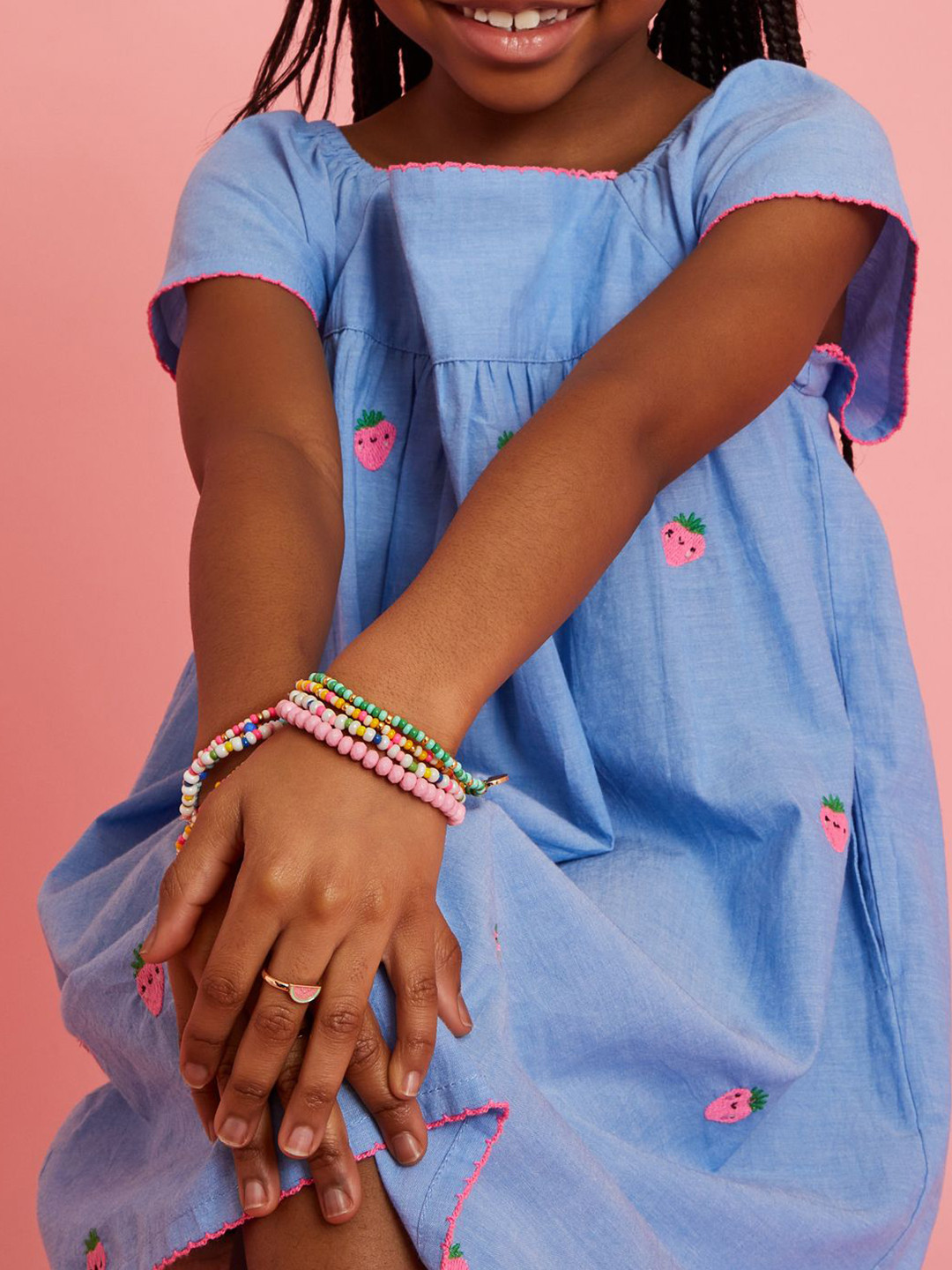 Accessorize London Girls Set Of 10 Artificial Beaded Fruit Charm Bracelets